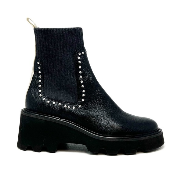 Dolce Vita Hoven Stud H2O Black Leather Chelsea Boot Size 9.5 Lug Sole New NWT - Picture 3 of 8
